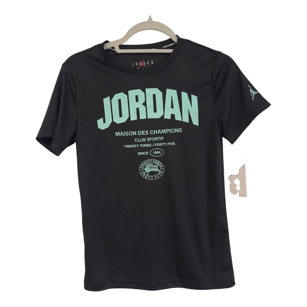 Jordan Boys Maison Des Champions Graphic T-Shirt Black Mint 95D312-023 Size M 10